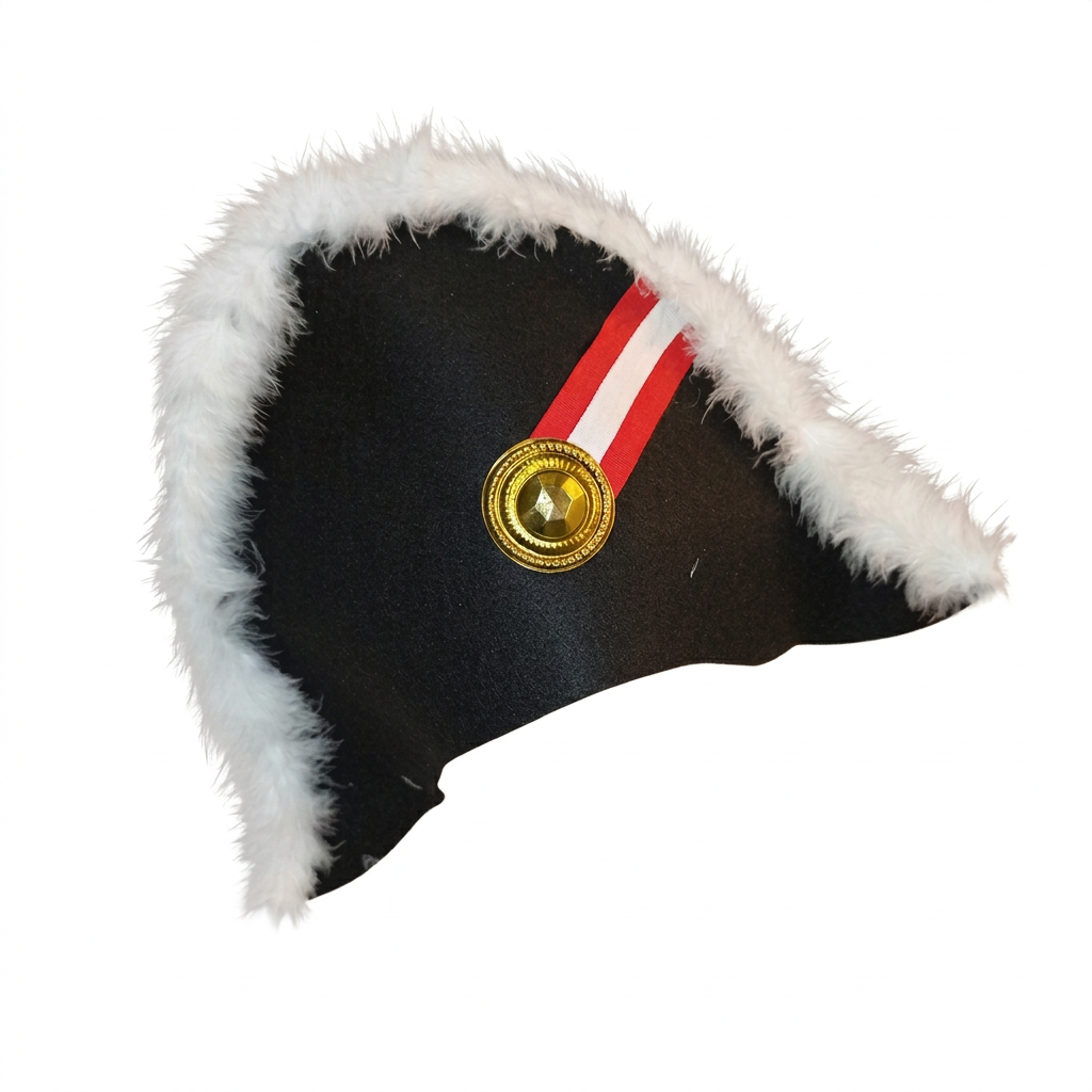 Sombrero Napoleón Bicornio con Plumas y Medalla