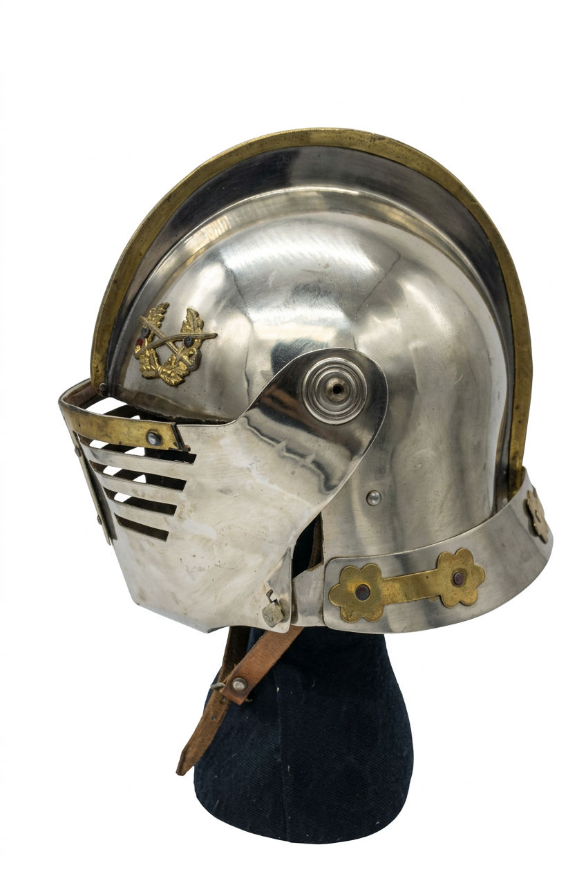 Casco Medieval Caballero Sallet con Visera y Emblema