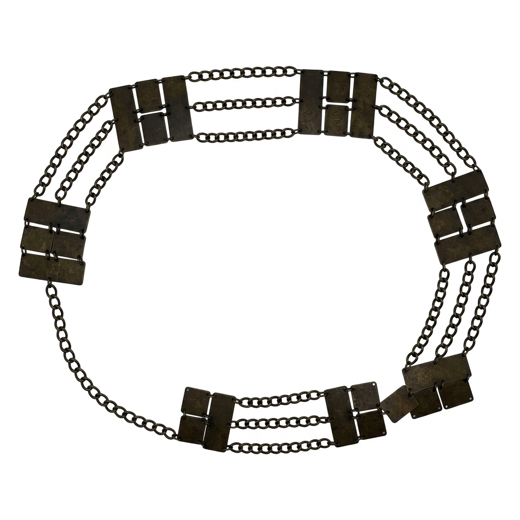Cinturón de Cadena Doble con Placas Metálicas – Accesorio Disfraz Medieval