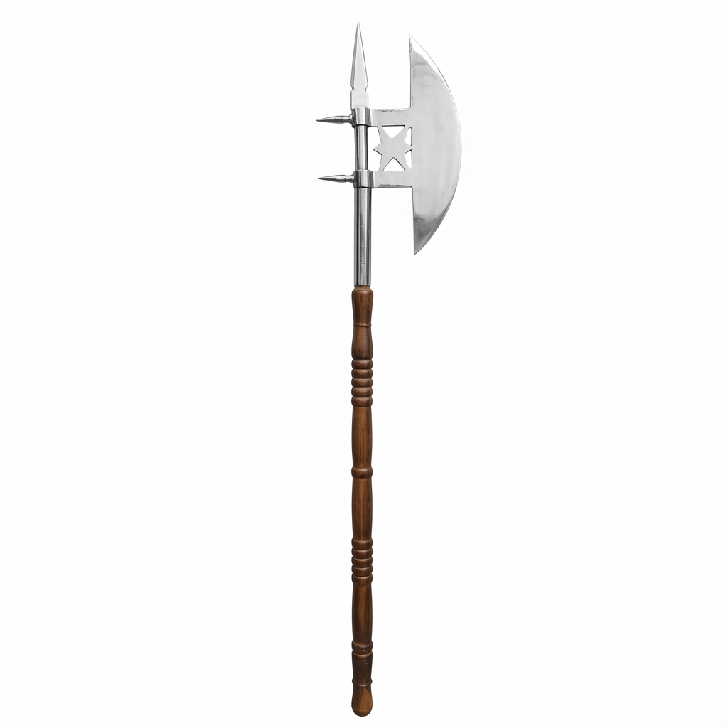 Alabarda Medieval Réplica Decorativa con Mango de Madera