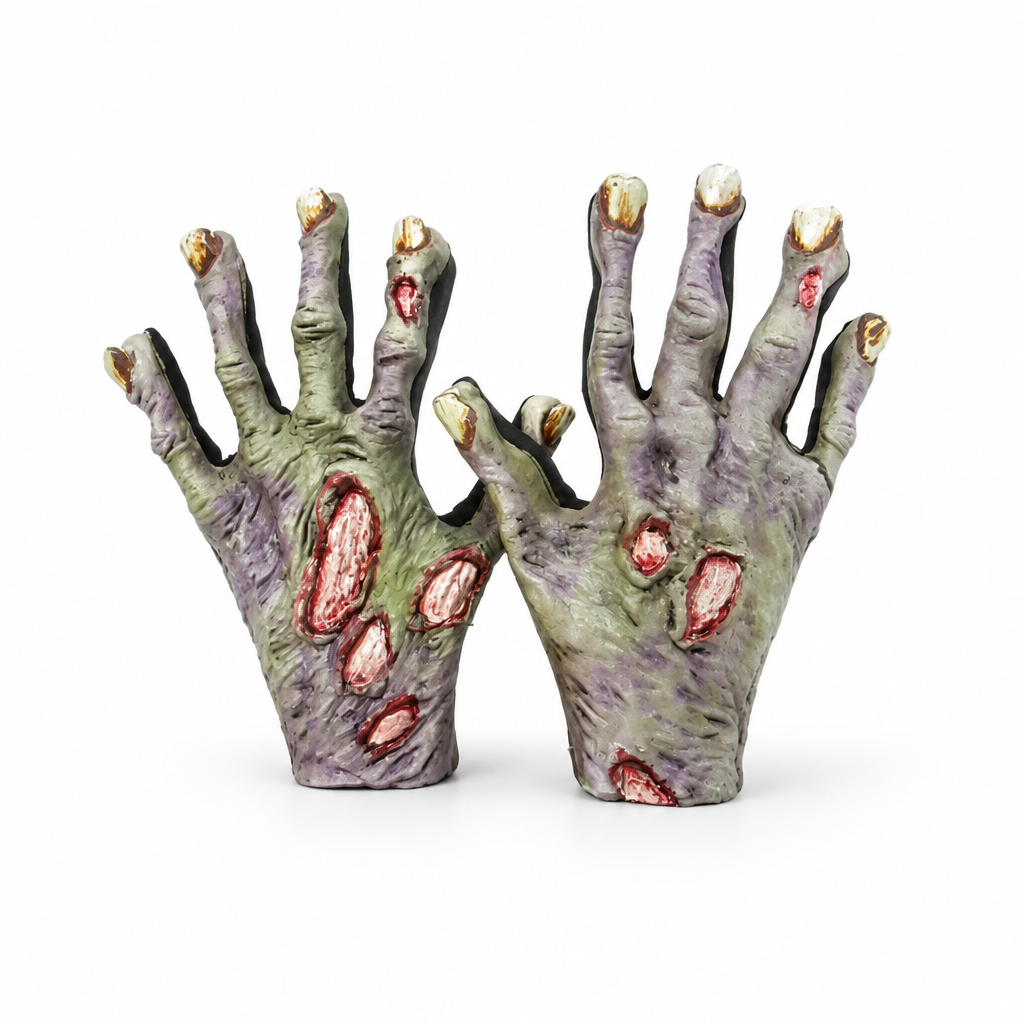 Manos de zombi sobre fondo blanco