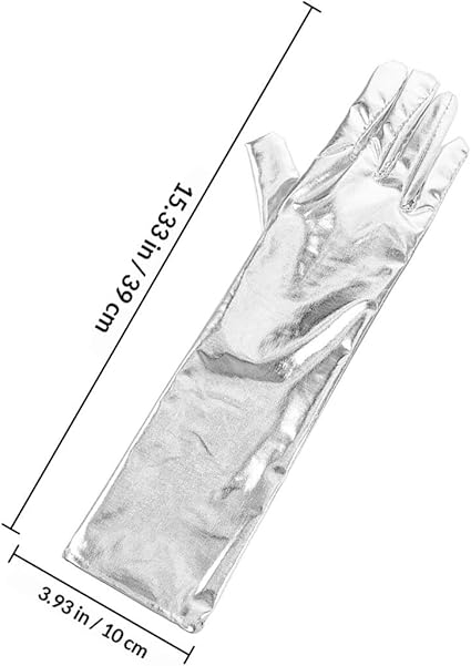 Silver Metallic Gloves 39 cm Widmann