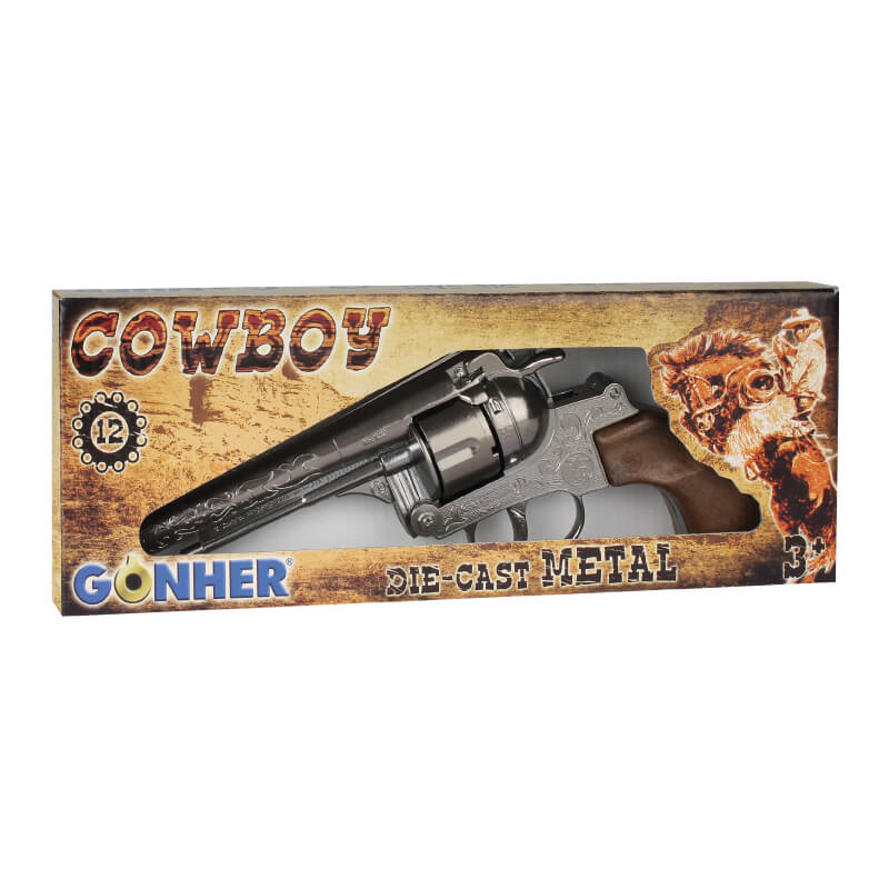 Pistola Revólver Cowboy Die Cast Metal Gonher 12 Tiros (Gonher ref 122/0)