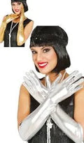Guantes Metálicos Plateados Largos